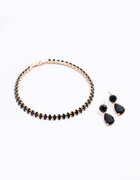 Gold Marquise Drop Earrings & Bracelet Set - link has visual effect only