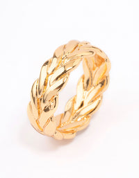 Gold Plated Leaf Band Ring - link has visual effect only