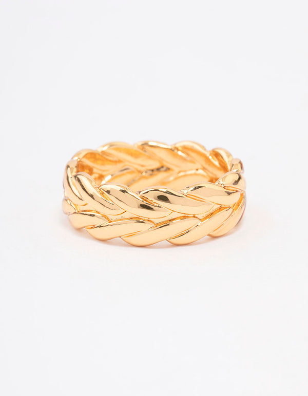 Gold Plated Leaf Band Ring