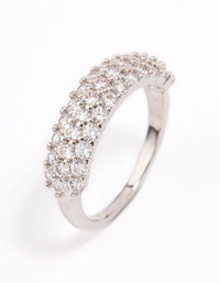 Rhodium Slim Cubic Zirconia Band Ring - link has visual effect only
