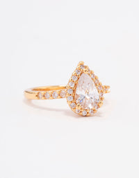 Gold Plated Classic Pear Cubic Zirconia Engagement Ring - link has visual effect only