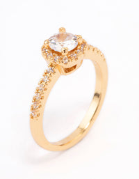 Gold Plated Mini Cushion Cubic Zirconia Engagement Ring - link has visual effect only