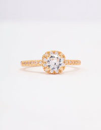Gold Plated Mini Cushion Cubic Zirconia Engagement Ring - link has visual effect only