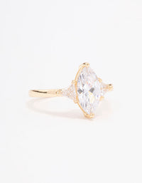 Gold Plated Precious Marquise Engagement Ring - link has visual effect only