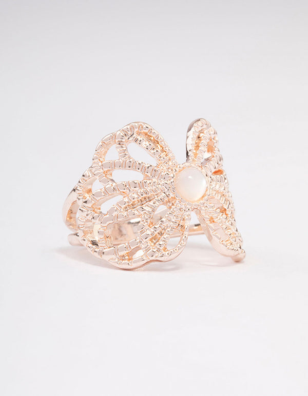 Rose Gold Butterfly Band Ring