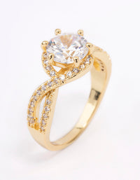 Gold Plated Round Infinity Halo Ring - link has visual effect only