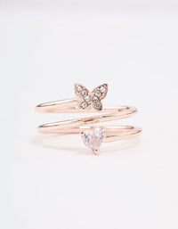 Rose Gold Plated Heart Butterfly Wrapped Ring - link has visual effect only