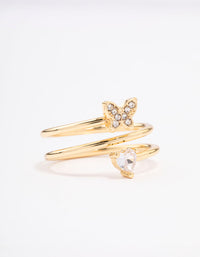 Gold Plated Heart Butterfly Wrapped Ring - link has visual effect only