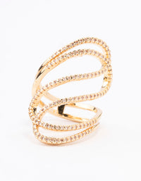 Gold Plated Lovely Ribbon Cubic Zirconia Cocktail Ring - link has visual effect only