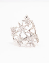 Rhodium Multi Star Cubic Zirconia Cocktail Ring - link has visual effect only
