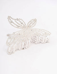 Silver Diamante Butterfly Hair Claw Clip - link has visual effect only