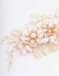 Gold Flower Wire Pearl Hair Comb - link has visual effect only