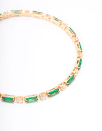 Gold Plated Baguette Stone Toggle Tennis Bracelet - link has visual effect only