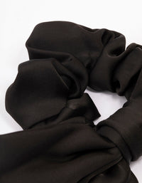 Black Satin Bow Hair Scrunchie - link has visual effect only