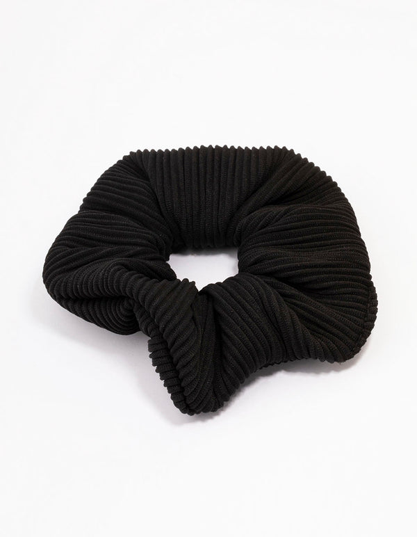 Black Ribbed Hair Scrunchie
