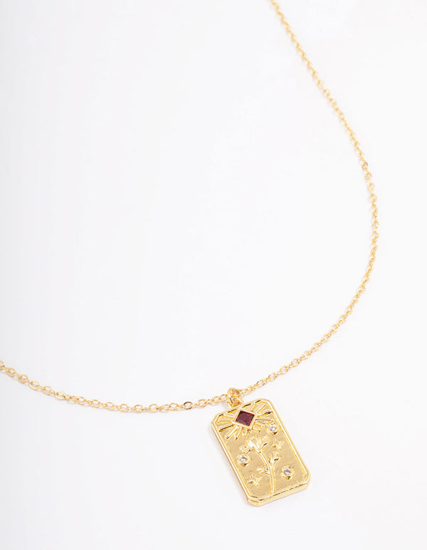 Gold Plated January Birth Month Flower Pendant Necklace