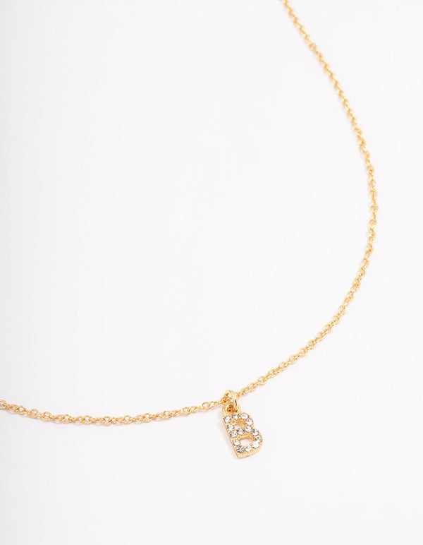 Letter B Gold Plated Initial Pendant Necklace