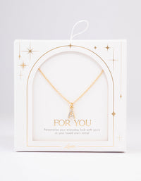 Letter A Gold Plated Initial Pendant Necklace - link has visual effect only