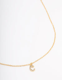 Letter C Gold Plated Initial Pendant Necklace - link has visual effect only