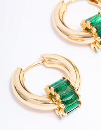 Gold Plated Emerald Hoop Earrings - link has visual effect only