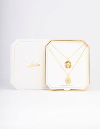 Gold Plated Coin Pendant Layered Necklace - link has visual effect only