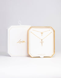 Gold Plated Layered Cross Necklace Pack - link has visual effect only