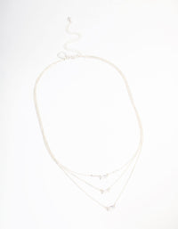 Silver Plated Cubic Zirconia Baguette Layered Necklace - link has visual effect only