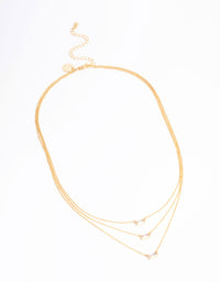 Gold Plated Cubic Zirconia Baguette Layered Necklace - link has visual effect only