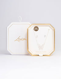 Silver Plated Butterfly Cubic Zirconia Necklace & Earrings Set - link has visual effect only