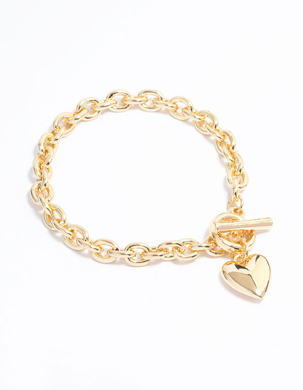 Gold Plated Heart FOB Bracelet