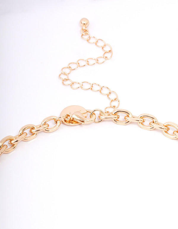 Gold Abstract Disc Short Necklace - Lovisa