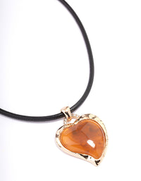 Gold Cord Textured Puffy Heart Pendant Necklace - link has visual effect only