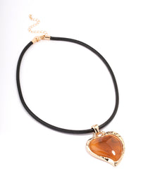 Gold Cord Textured Puffy Heart Pendant Necklace - link has visual effect only