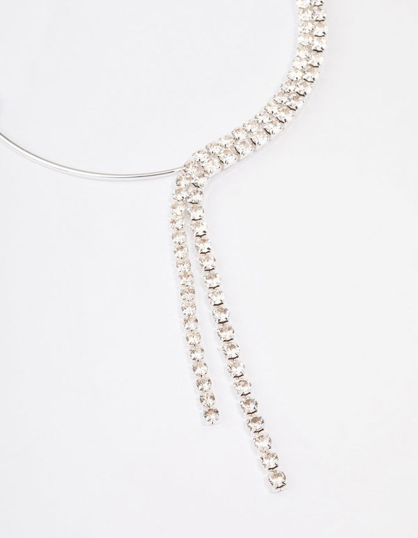 Silver Diamante Layered Drop Choker Necklace