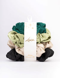 Green Christmas Hair Scrunchie Gift 4-Pack - link has visual effect only