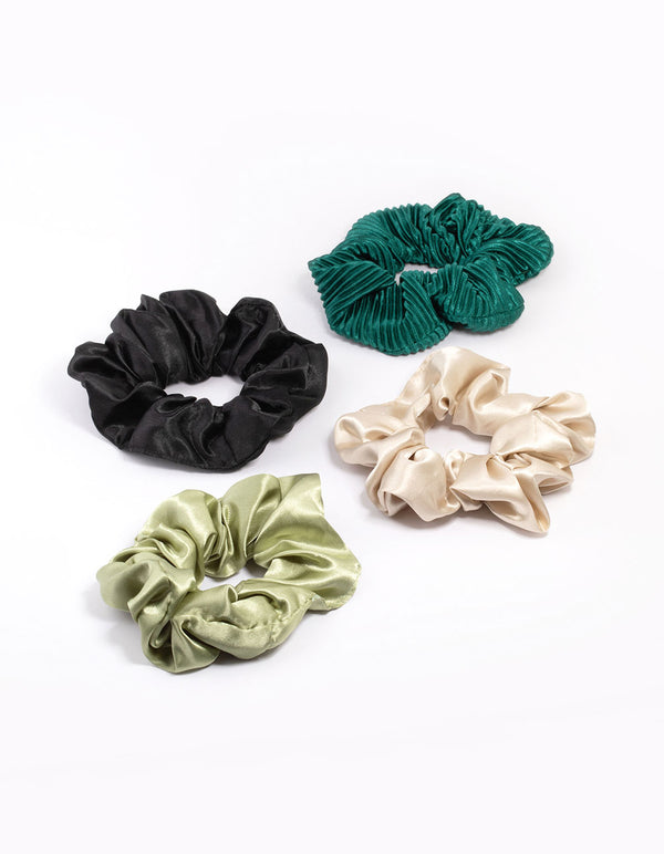 Green Christmas Hair Scrunchie Gift 4-Pack