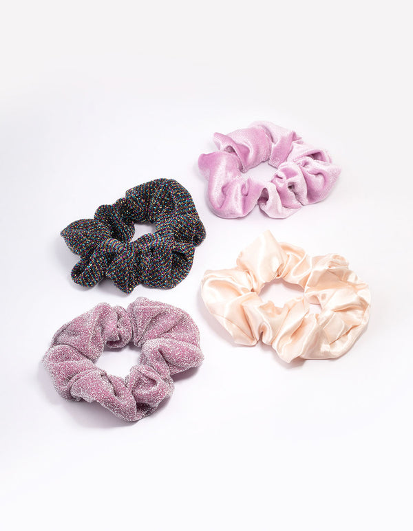 Lilac Christmas Hair Scrunchie Gift 4-Pack