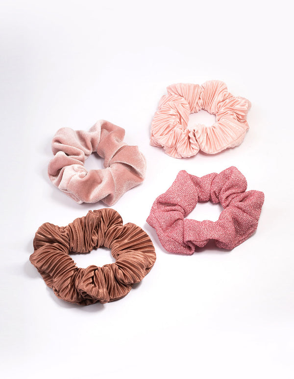 Pink Christmas Hair Scrunchie Gift 4-Pack