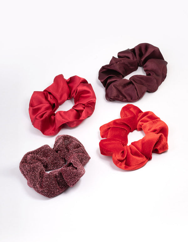 Red Christmas Hair Scrunchie Gift 4-Pack