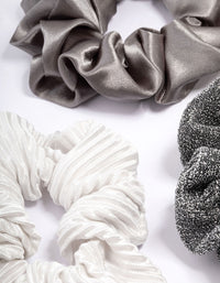 Grey & Cream Christmas Hair Scrunchie Gift 4-Pack - link has visual effect only