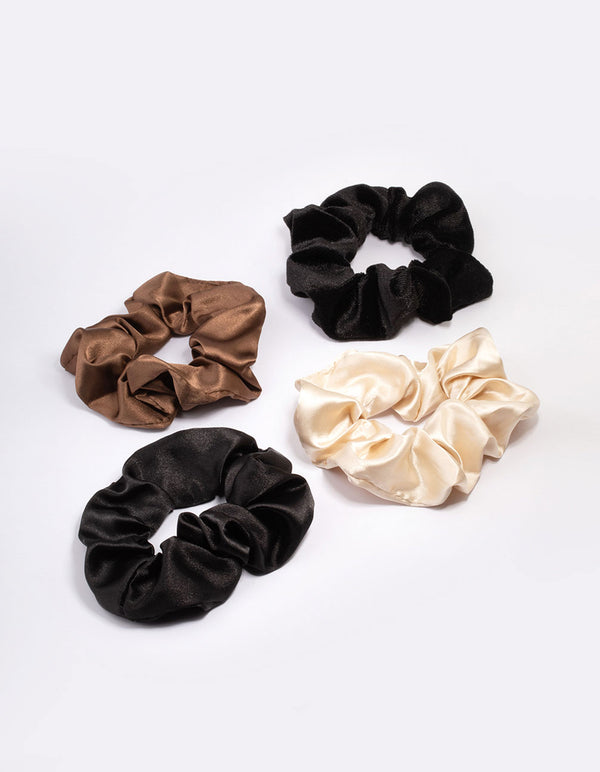 Black & Neutral Christmas Hair Scrunchie Gift 4-Pack