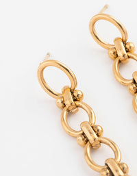 Gold Plated Stainless Steel Oval Ball Chain Drop Earrings - link has visual effect only