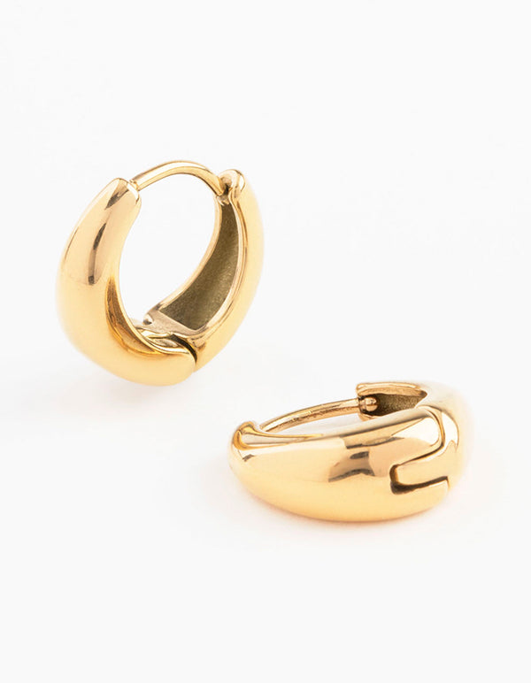 Gold Plated Stainless Steel Mini Drop Huggie Earrings