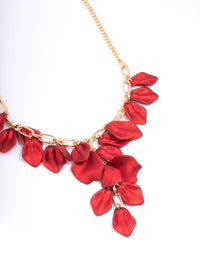 Red Short Iridescent Petal Necklace - link has visual effect only