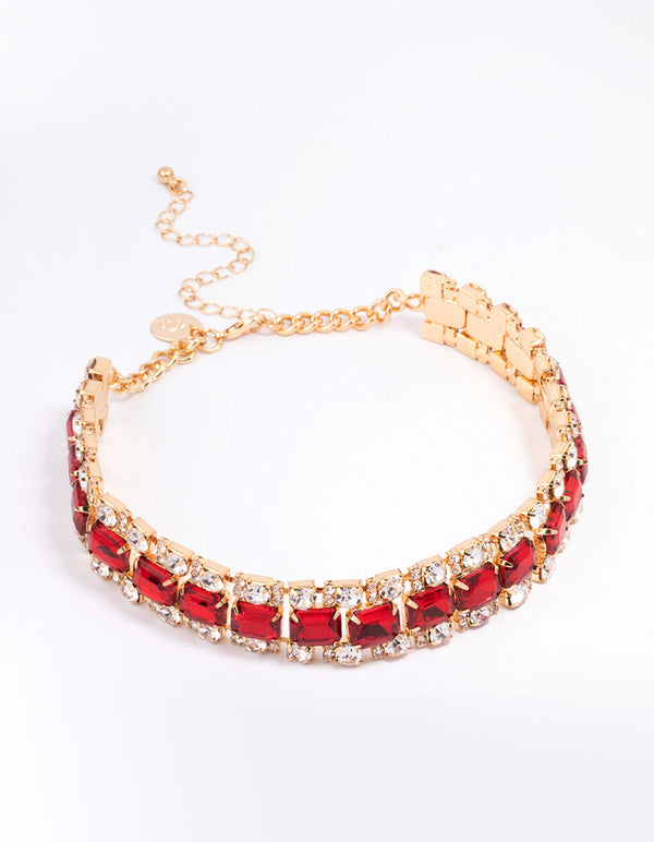 Red Multi Diamante Choker Necklace
