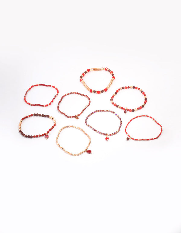 Red Multi Stone Adjustable Bracelet