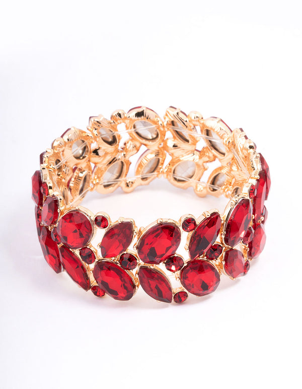 Red Adjustable Multi Stone Bracelet