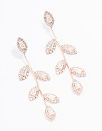 Rose Gold Diamante Leaf Drop Earrings - link has visual effect only