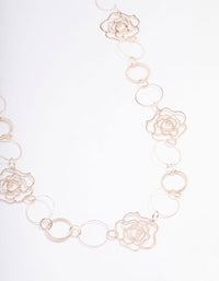 Rose Gold Rose Link Necklace - link has visual effect only