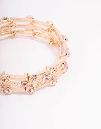 Gold Textured Diamante Bangle - link has visual effect only